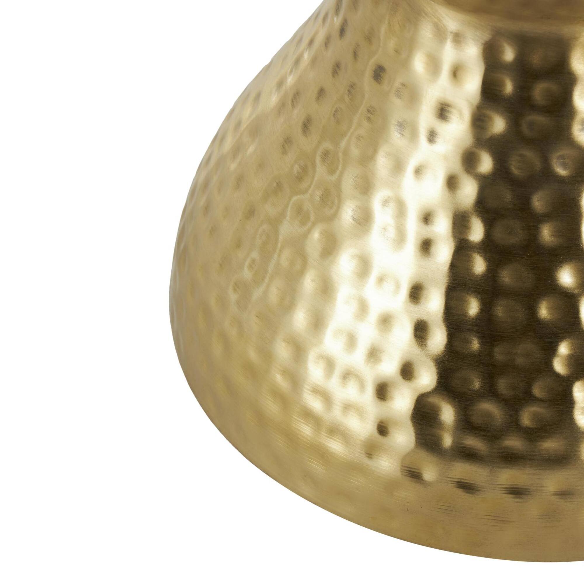 18.5" Gold Metal Hammered Accent Table with Hourglass Shape